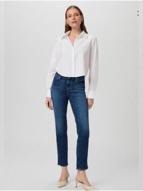 Paige Cindy Jeans Womens 31 Straight Leg Stretch Denim Medium Dark Wash Preppy